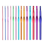 Heyleayar 14Pcs Aluminum Crochet Hooks Set,Crochet Handles Engraved Number Size 2Mm10Mm(Us Size 114),Crochet Needles For Knitt
