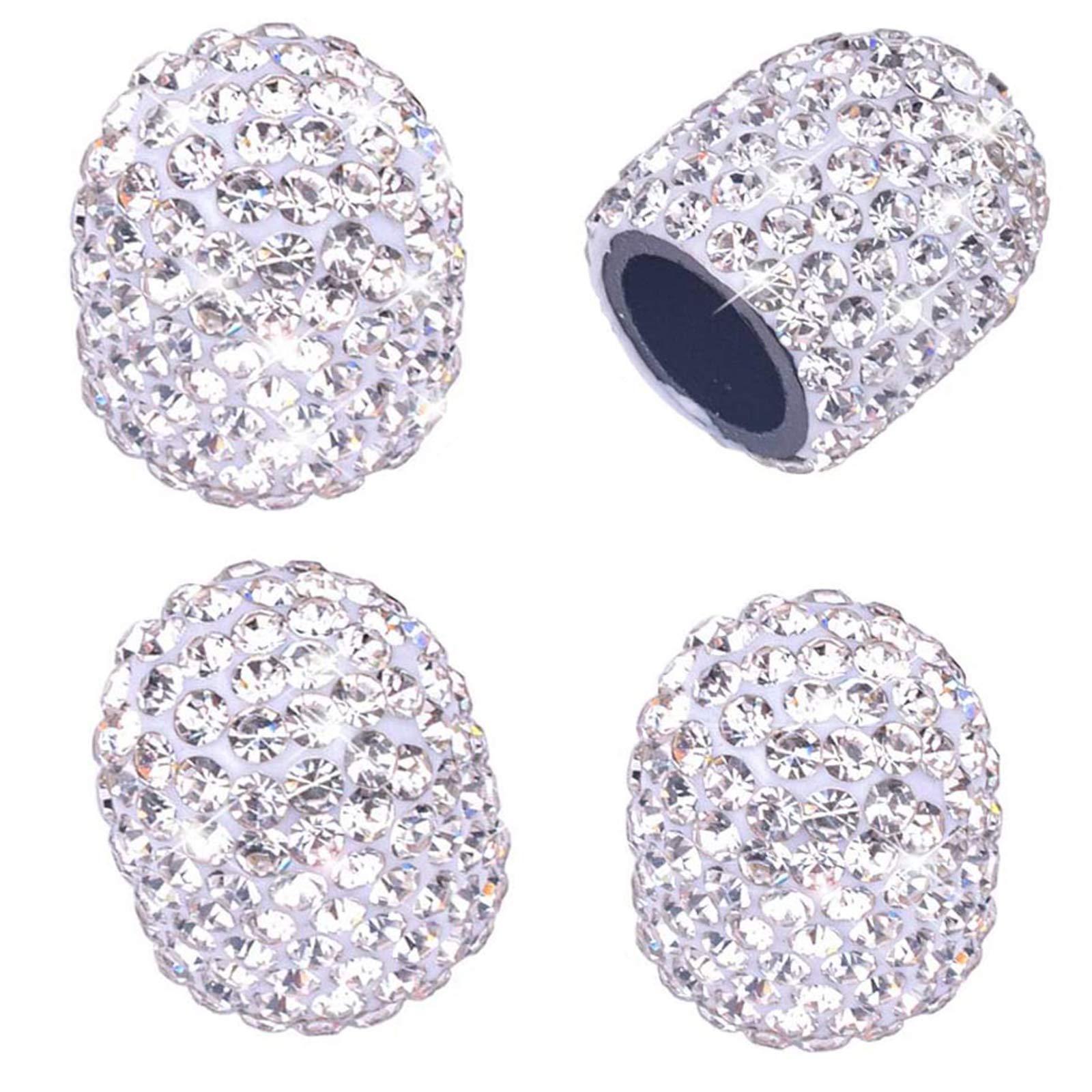 Dblosp Valve Stem Caps, 4 Pack Handmade Crystal Rhinestone Universal Car Tire Valve Caps Chrome,Attractive Dustproof Bling Car A