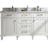 Legion Furniture Indoor Bathroom Home Decorative 60 White Finish Double Sink Vanity Cabinet with Carrara White Top