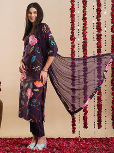 Gosriki Women'S Rayon Blend Straight Printed Kurta With Pant & Dupatta (Twig Voilet-Gs_Xxl_Violet_Xx-Large),Violet,2,B0DC6JQRVD