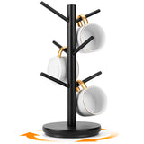 MyLifeUNIT Mug Holder Tree, 360 Rotated Coffee Cup Holder with 6 Hooks, Wooden Coffee Mug Holder Organizer for Counter Top, Coff