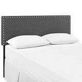 CasaFoyer Phoebe Fabric Upholstered Queen Headboard | Stylish Minimalist Design | Silver Nail Button Trim | Solid Wood Frame | Adjustable Legs | Soft Linen Fabric Upholstery | Dense Foam Padding