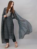 Gosriki Women'S Cotton Blend Straight Printed Kurta With Pant & Dupatta (Doremi Black-Gs_Xxl_Black_Xx-Large),Black,2,B0D73WTJ2K