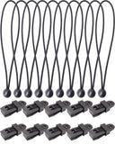 BINCKIN Bungee Cord with Tarp Clip, 20 Pcs Heavy Duty Lock Grip Tent Clips, Awning Clamps for Canopy (Black)