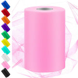 Swpeet 6 Inch by 100 Yards Pink Tulle Fabric Roll, Fabric Spool Tulle Ribbon, Netting Polyester Spool Ideal for DIY Handmade Bir