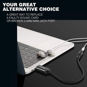 DUKABEL USB to 3.5mm Jack Audio Adapter, USB to Aux Cable with TRRS 4-Pole Mic-Supported USB to Headphone AUX Adapter Built-in C