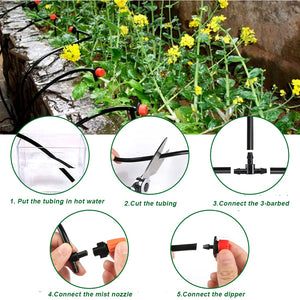 Flantor Garden Irrigation Kit,131ft 1/4 Drip Irrigation Kit Garden Irrigation System with Adjustable Nozzle Dripper Automatic