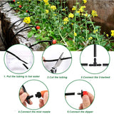 Flantor Garden Irrigation Kit,131ft 1/4 Drip Irrigation Kit Garden Irrigation System with Adjustable Nozzle Dripper Automatic