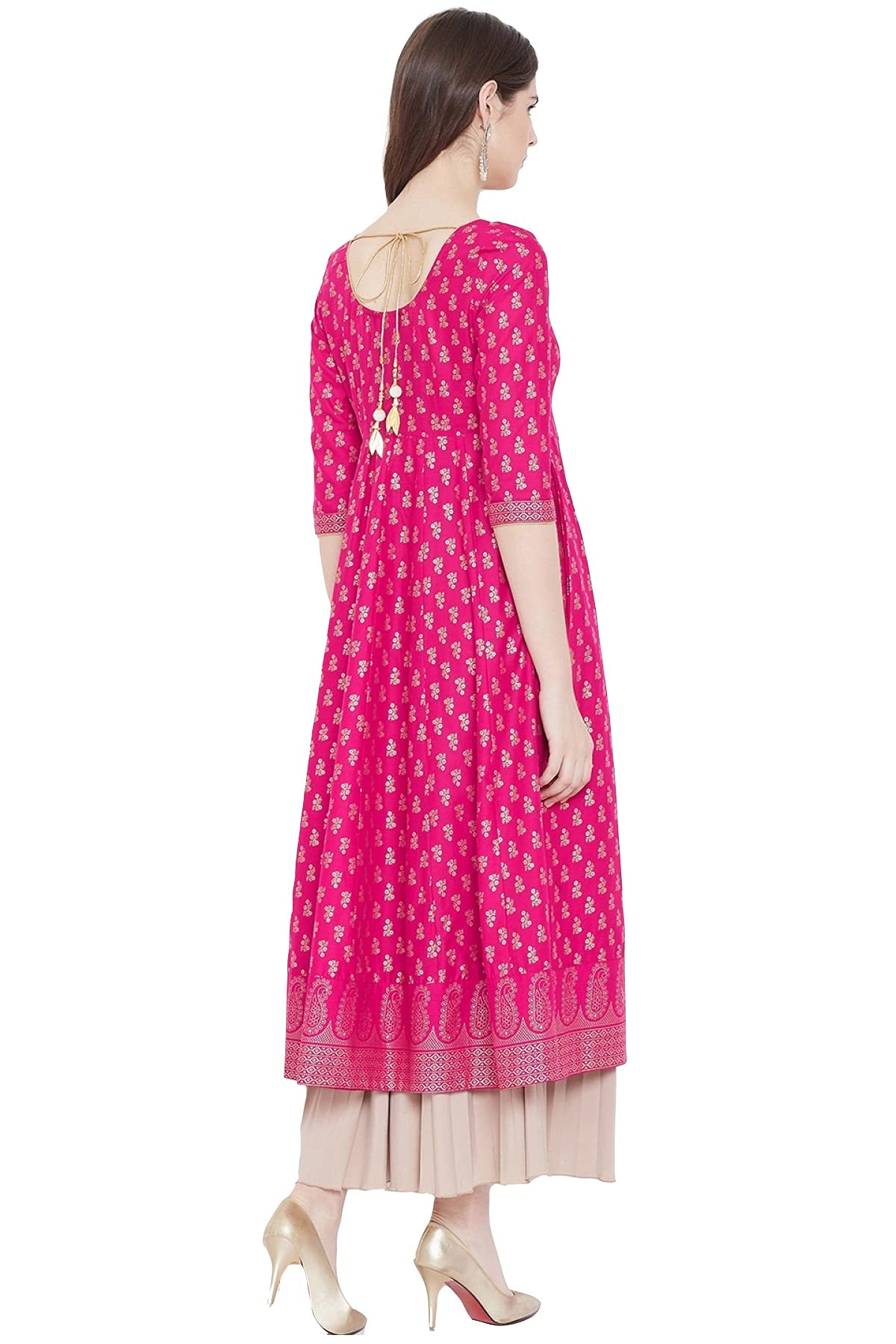 Gosriki Women'S Rayon Printed Anarkali Kurta(Ninecolor Pink_Xxl_Pink_Xx-Large),Pink,2,B09747ZJMF