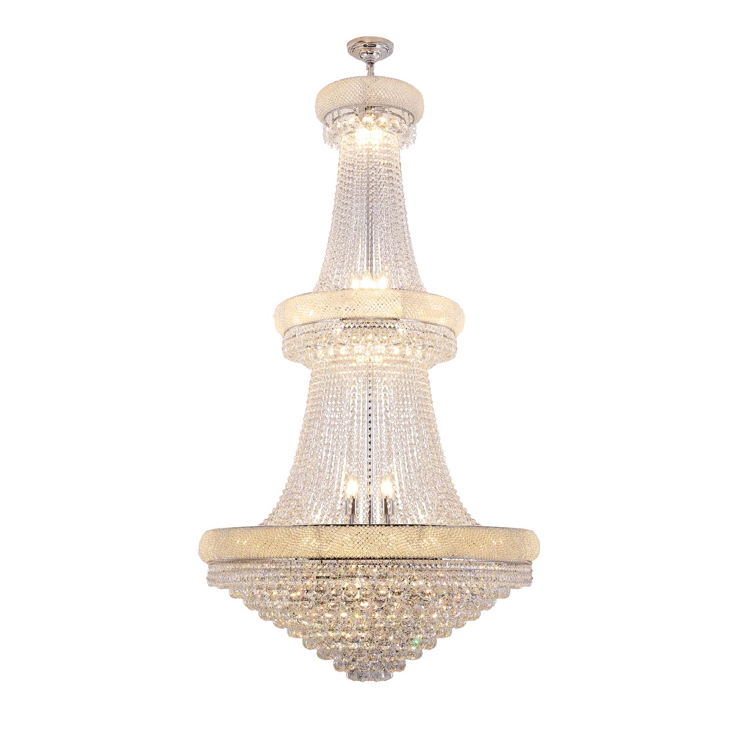 72 In Luxurious Two Tier Empire K9 Crystal Chandelier 35-Led Bulbs Classical Hardwired Ceiling Chandelier Lamp For Living Room