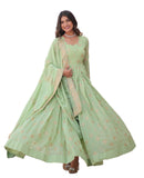 Wedani Georgette Sequins Embroidery Work Anarkali Kurta Set For Women (In Alpha 2Xl Regular Green),GREEN,2XL