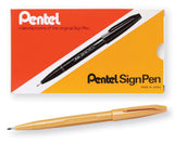 Pentel Sign Pen FiberTipped Pen, Yellow Ochre Ink, Box of 12 (S520Y), Orche