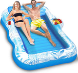 83 X 63 Extra Large Inflatable Tanning Pool Float Lounger for Adults with Backrest & Large Size Drink Holder, Water Filled Tanni