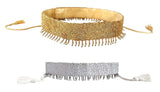 Duchess Satin WomenS LadiesS GirlS Gold And Silver Sequin Embellished Tasseled Saree Waist Belt And Kamarbandh (Pack Of 2), A