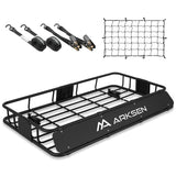 ARKSEN 30 x 50 x 6 Inch Universal Extra Wide 250LB Heavy Duty Roof Rack Cargo with Ratchet Straps, Cargo Net, Car Top Luggage Ho