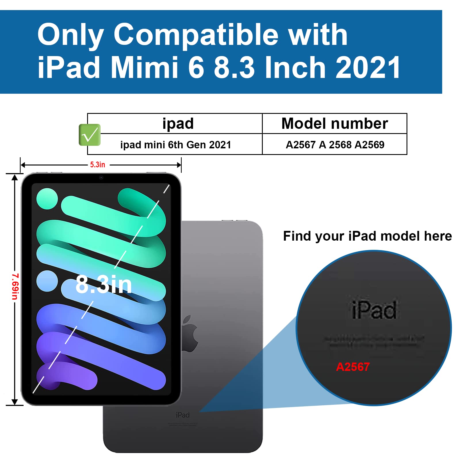 ANDNARY iPad Mini 6 Case 8.3 Inch 2021 iPad Mini 6th Generation Case,3 Layer Heavy Duty Protection Case Built-in Pencil Holder-3