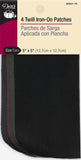 Dritz Twill, 5 x 5Inch, 4 Count, Assorted IronOn Patches, Dark Colors