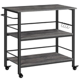 HOOBRO Kitchen Island with Storage,Industrial Kitchen Island on Wheels and Side Enclosures, 3 Tier Kitchen Cart with Large Works