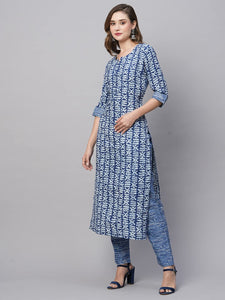 Gosriki Women'S Cotton Blend Printed Straight Kurta With Pant (Ubika Blue-Gs_M_Blue_Medium),Blue,,B0C6QMFTLK
