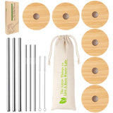 Wide Mouth Mason Jar Lids, CNVOILA Mason Jar Lids With Straw Hole, 6 Pack Bamboo Mason Jar Lid & 3 Stainless Steel Boba Straw & 