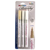 Uchida of America 1253A 3Piece Calligraphy Paint Marker Set, Gold/Silver/White
