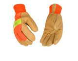 Kinco HydroFlector Lined Hi-Vis Orange Waterproof Grain Pigskin Palm with Knit Wrist Glove