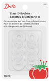 Dritz Class 15 Reusable, 10 Count, Clear Plastic Bobbins