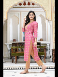 Anni Designer Women'S Cotton Blend Printed Straight Kurta With Pant (Mikaa Pink-Ner_5Xl_Pink_Xxxxx-Large),Pink,5XL,Cotton Blend,Regular,
