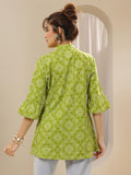 Libas Women'S Cotton Bandhani Straight Kurtis (29713_Green_L)