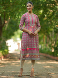 Libas Womens Printed Crepe Straight Kurta For Women Pink Xl