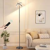 PreeOtti LED Floor Lamp - 70 Tall Modern Standing Lamp with 2 Rotatable Lights, Remote & Touch Control, 24W Bright Stepless Dimm