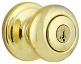 Kwikset Signature Series Juno Polished Brass Steel ANSI/BHMA Grade 2 Entry Lockset 13/4 in.