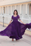 Wedani Georgette Embroidery Zari Sequins-Work Anarkali Kurta Set For Women (In Alpha M Regular Purple),PURPLE,M,Georgette,anarkali,
