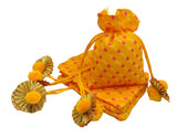 brown leaf 4X5 inch Yellow Potli Bags Jewelry Pouch Best for Wedding Anniversary Party Supply Return Gifting Bags (6)