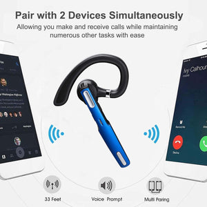 COMEXION Bluetooth Headset, Wireless Bluetooth Earpiece V5.0 Hands-Free Earphones with Stereo Noise Canceling Mic, Compatible iP
