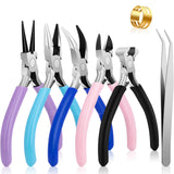 5 Pack Jewelry Pliers Tool Set, Includes Round, Chain, Needle, Bent & Zipper Pliers for Repair, Wire Wrapping & Crafts