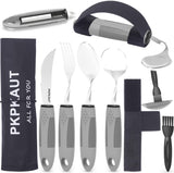 PKPKAUT Weighted Parkinsons Utensils for Hand Tremors, Weighted Silverware for Parkinsons Patients Arthritic Hands, Built Up Ute