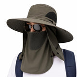 Sun Protection Hat Cap For Men Wide Brim Uv Protection Hat, Sun Cap For Men Detachable Neck Face Flap Shawl, Sun Hats For Men Qu