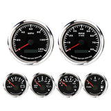 MOTOR METER RACING W PRO Series 6 Gauge Set - 85mm 3-3/8 GPS Speedometer & Tachometer 52mm 2-1/16 Volt, Fuel Level, Water Temper