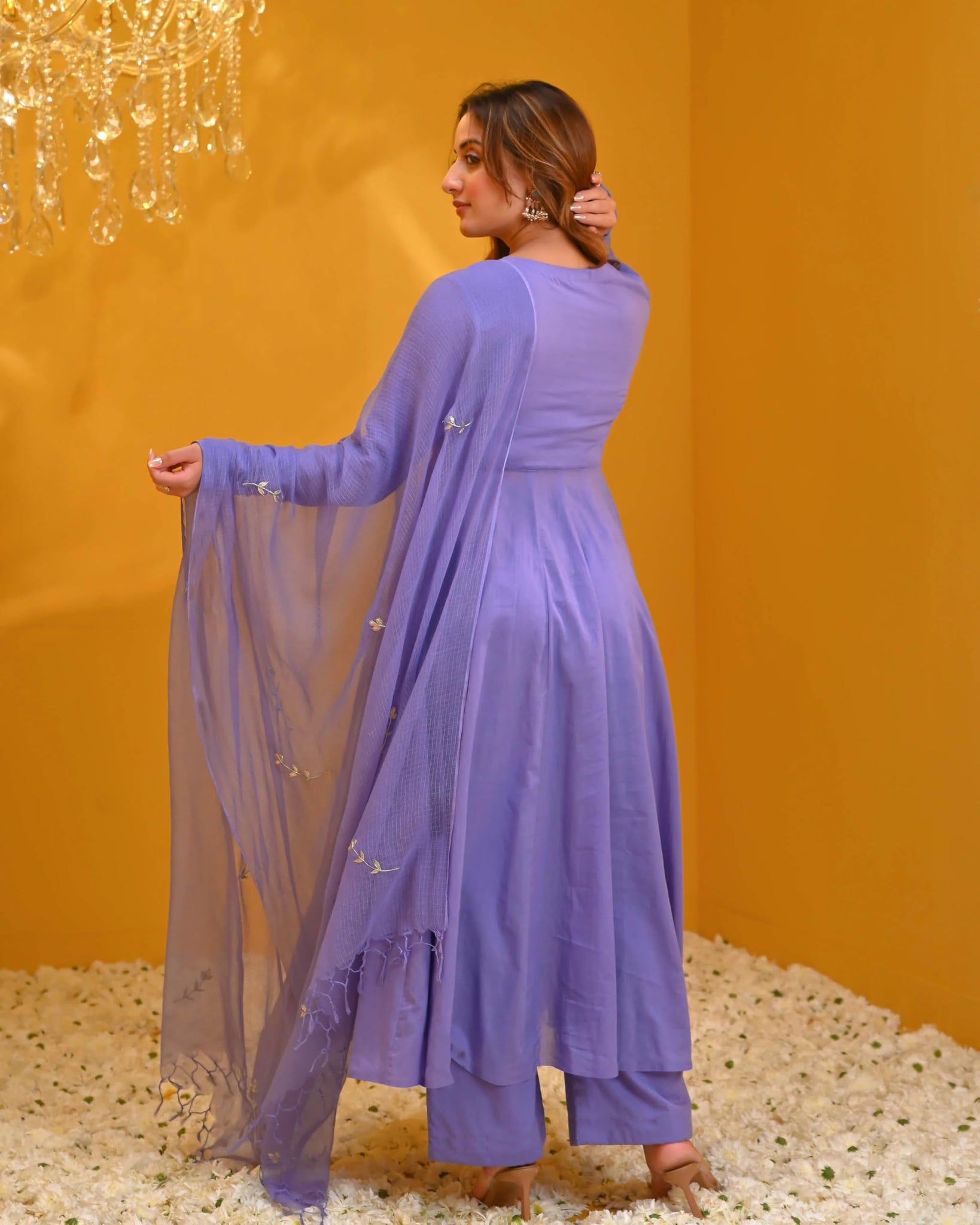 Anni Designer Women'S Rayon Viscose Solid Anarkali Kurta With Pant & Dupatta (Tuntun Blue_Xl_Blue_X-Large),Blue,XL,Rayon Blend,Anarkali,