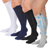 Tarpop 4 Pairs Men Zipper Compression Socks Colorful 20-30mmhg Compression Stockings with Zipper for Men Women Swelling Edema(4x