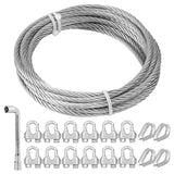 TooTaci 1/4 Stainless Steel Cable, 16ft(5M) Wire Rope 1/4, 7x19 Strands Braided Steel Cable, 6400lbs Breaking Strength, Aircraft