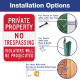 (2 Pack) Private Property No Trespassing Sign, Violators Will Be Prosecuted, 18 X 12 Engineer Grade Reflective Sheeting Rust Fre