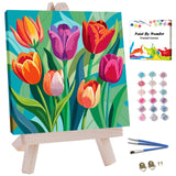 JUJUHOOD Tulip Flower Framed Paint by Numbers Kit for Adults Beginner & Kids Ages 8-12, Easy Paint by Number Without Easel, Simp
