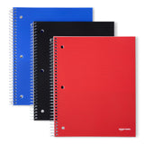 Amazon Basics 1 Subject College Ruled Spiral Notebook Poly Cover,100 Sheets, 8-1/2 x 11, 3 pack, Assorted Primary Colors
