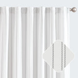 jinchan White Curtains 90 Inch Grey Striped Drapes Back Tab 2 Panels Set