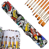 YOLUFER 22 Slot Canvas Art Paint Brush Holder Canvas Brush Pouch Watercolor Paintbrushes RollUp Case Bag for Watercolor Oil Pai