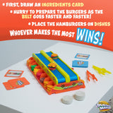 Fotorama Burger Mania Sizzling Build-A-Burger Game, Fast-Paced Conveyor Belt Fast Food Thrill Competition, Develops Fine Motor S
