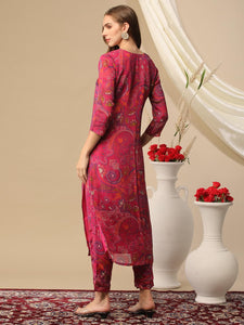 Gosriki Women'S Cotton Blend Straight Printed Kurta With Pant (Jijaji Pink-Nh-Gs_L_Pink_Large),Pink,,B0D2NF49BH
