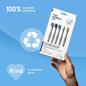 The Humble Co. Plant Based Black Toothbrush (5pk) - Vegan, Soft Toothbrush Set with BPA Free Bristles, Best Toothbrush for Super
